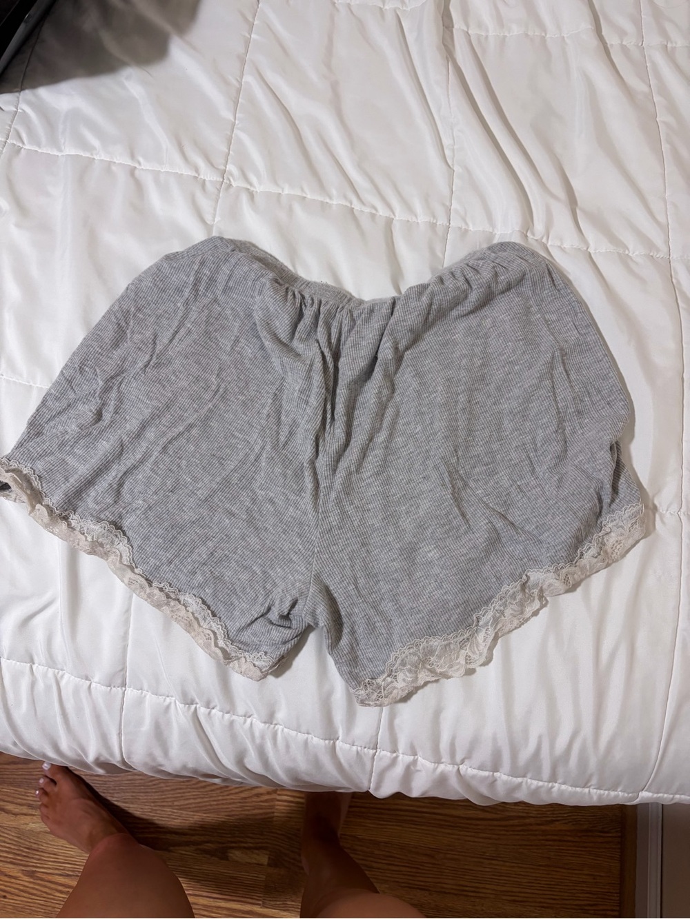 Aerie Women's Gray Lace-Trim Sleep Shorts